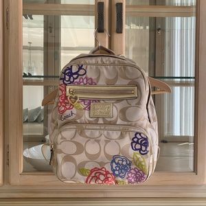 Y2K coach backpack - gold floral design